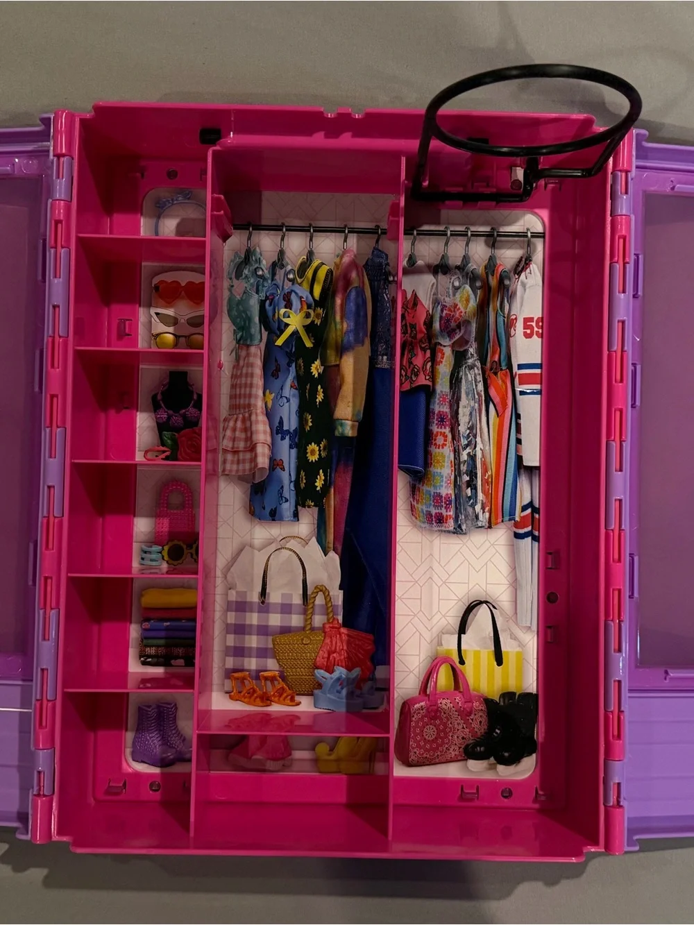 Barbie Purple and Pink Doll Closet Storage Cabinet